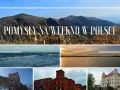 Pomysły na weekend w Polsce: góry, morze, jezioro, ruiny zamku, fabryka i pałac.