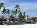 Rajskie plaże Zanzibaru, palmy i domki z krytymi strzechą dachami. Przed wyjazdem warto pomyśleć o zanzibar szczepienia.
