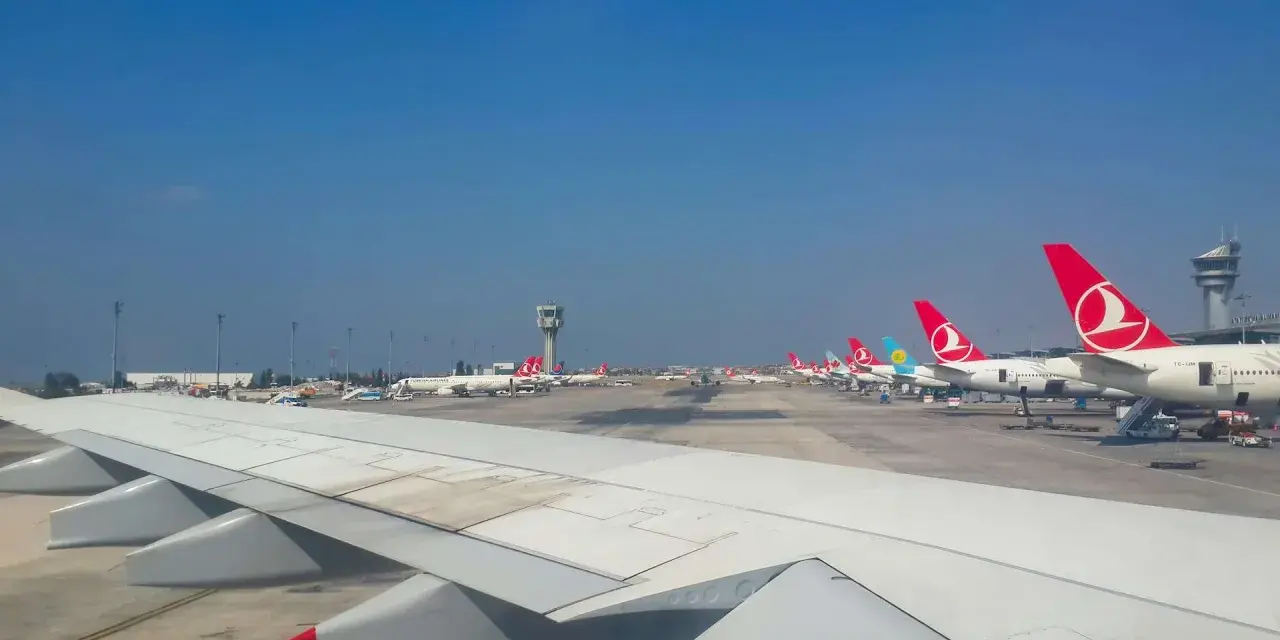 Samoloty Turkish Airlines na płycie lotniska, gotowe do odbioru bagażu pasażerów.