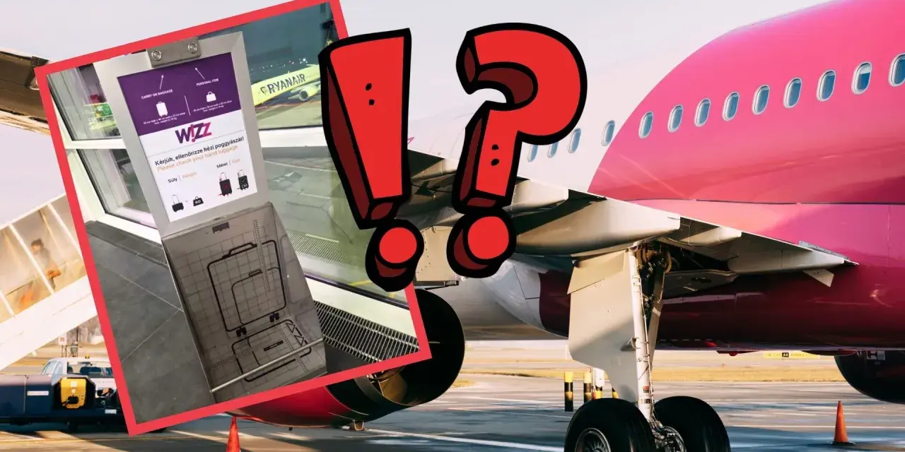 Tablica Wizz Air przypomina o wymiarach bagażu podręcznego. Upewnij się, że Twój wizzair bagaż podręczny zmieści się w ramce!
