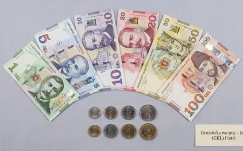 Gruzińska waluta - lari (GEL) i tetri. Banknoty o nominałach 1, 5, 10, 20, 50, 100 GEL oraz monety. Ceny w Gruzji są zróżnicowane.