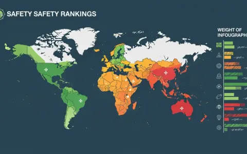 Mapa świata z kolorami wskazującymi poziom bezpieczeństwa. Czerwone obszary oznaczają najniebezpieczniejsze kraje świata.
