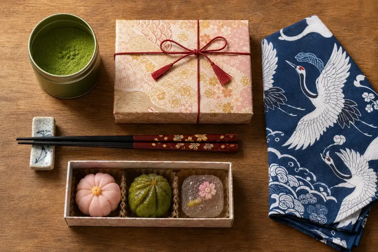 Piękne słodycze wagashi, matcha i ozdobne pałeczki – idealne pomysły na to, co przywieźć z Japonii.